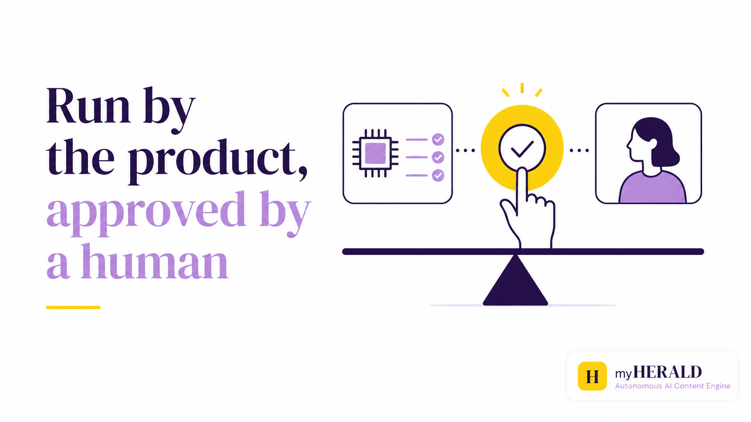 Run by the product, approved by a human